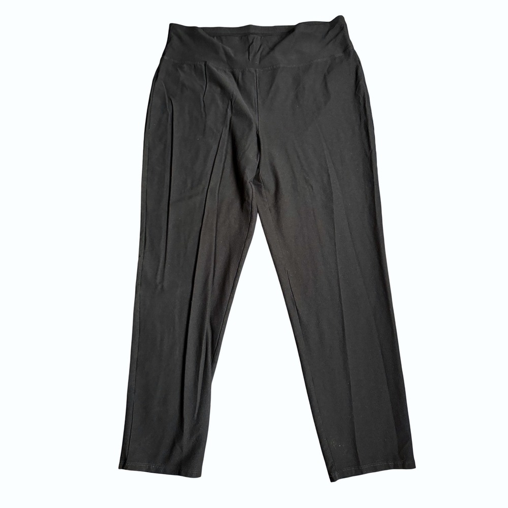 Eileen Fisher Black Viscose Blend Pull On Straight Leg Pants XL Made in USA